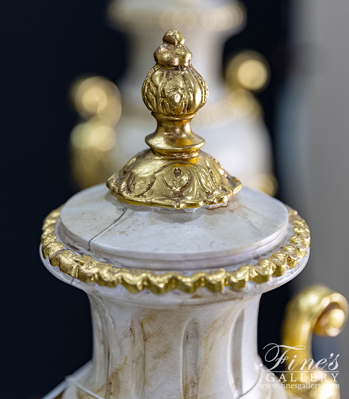 Marble Planters  - Cast Stone Vase And Pedestal Set - MP-466